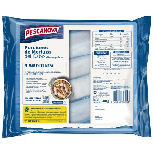 PESCANOVA Porciones de merluza del cabo (7 uds.) 700 g.