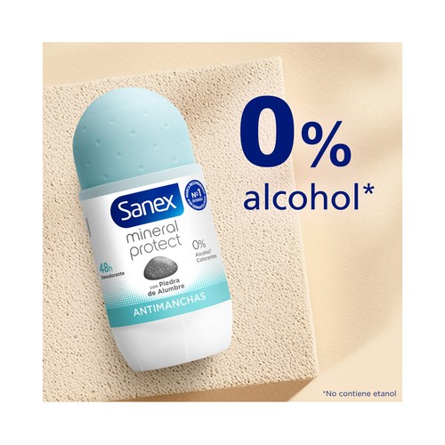 SANEX Mineral protect Desodorante para mujer en roll-on con acción anti manchas 50 ml.