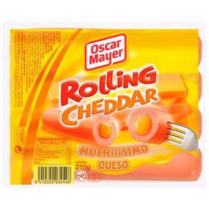 Imagen de OSCAR MAYER Salchichas tipo Frankfurt cocidas y ahumadas de pollo y cerdo con queso cheddar OSCAR MAYER Rolling cheedar 215 g