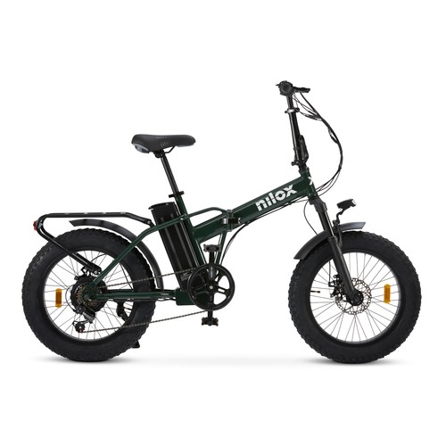 Bicicleta eléctrica plegable NILOX X8 Pro, color verde, 250W, ruedas 20", autonomía 70Km.