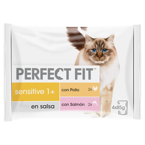 PERFECT FIT Alimento húmedo para gatos, Sensitive en salsa PERFECT FIT 4 x 85 g.