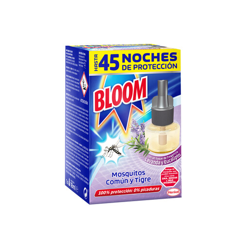 BLOOM Recambio insecticida eléctrico. con toque fragancia eucalipto y lavanda BLOOM 18 ml.