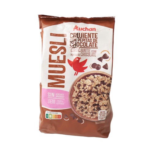 PRODUCTO ALCAMPO Muesli crujiente con pepitas de chocolate sin azúcares añadidos 500 g.