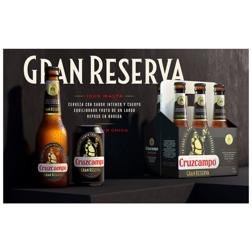 CRUZCAMPO Gran reserva Cerveza rubia 100% malta botella de 33 cl.