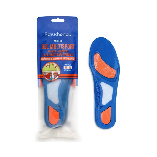 Plantillas gel multisport ACHUCHONAS, confort, arco de apoyo, talla 36/42.