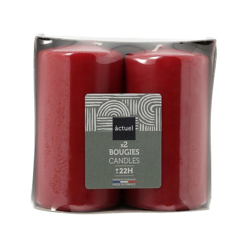 Pack de 2 velas de tamaño medio de color rojo, ACTUEL.