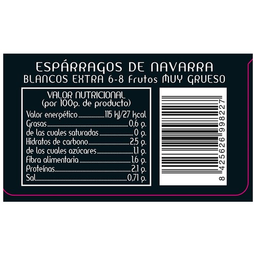 BAIGORRI Esparragos blanco de navarra 6/8 uds x 250 g