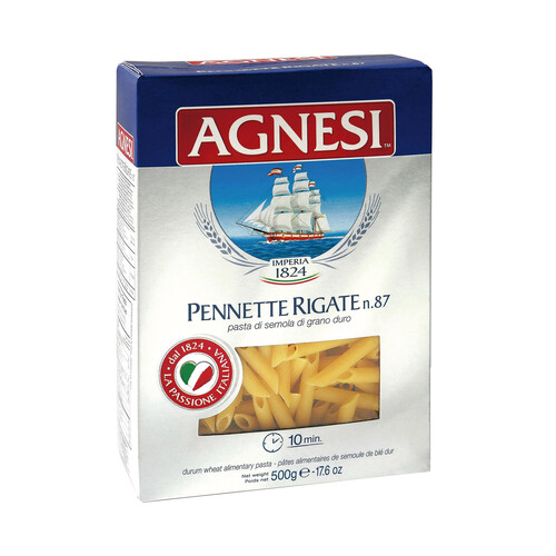Pasta Pennette rigate Nº 87, AGNESI 500 g.