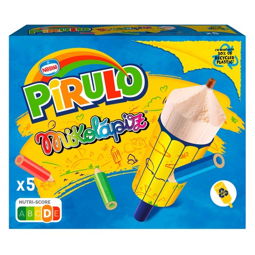 PIRULO Mikolápiz Helado sabor a vainilla con relleno de chocolate y forma de lapicero 5 x 88 ml.