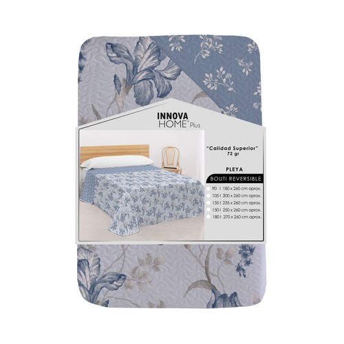 Colcha bouti estampado pleya 135cm azul. INNOVA HOME.