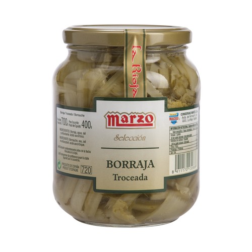 MARZO Borraja troceada al natural frasco de 780 g.