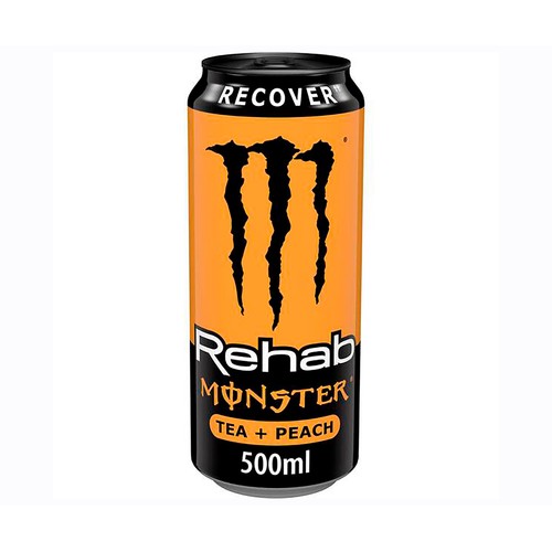 MONSTER Energy Bebida energética rehab peach sabor a melocotón lata 500 ml.