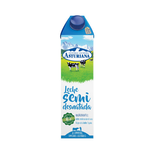 Leche semidesnatada de vaca, de origen española CENTRAL LECHERA ASTURIANA 1 l.