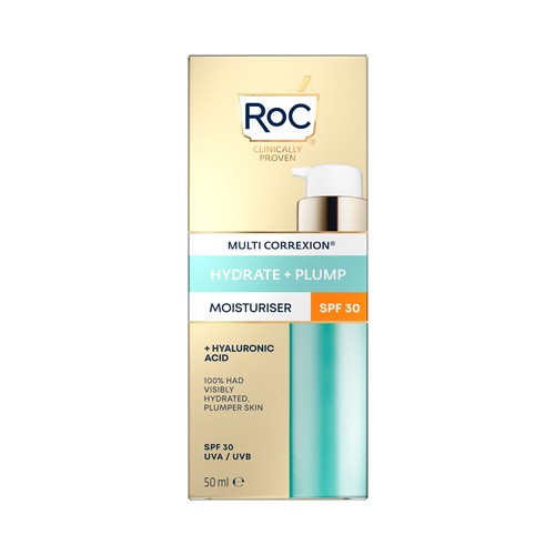 ROC Crema hidratante con ácido Hialurónico y FPS 30 ROC Hydrate + plump 50 ml.