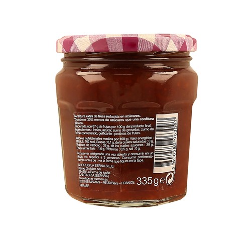 BONNE MAMAN Confitura de fresa reducida en azúcares 335 g.