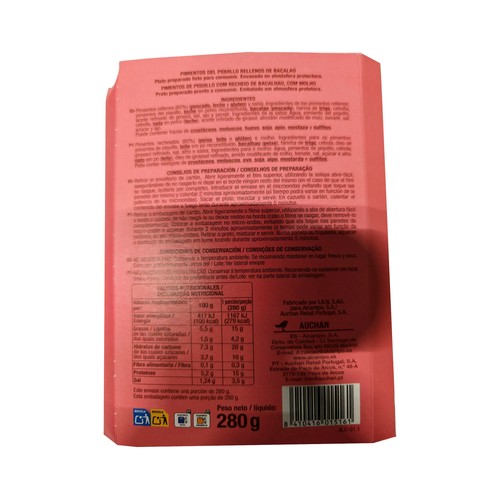 PRODUCTO ALCAMPO Pimiento del piquillo rellenos de bacalao 280 g.