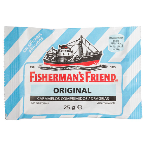 FISHERMAN`S FRIEND Caramelo comprimido sabor menta y eucalipto, sin azúcar FISHERMAN'S FRIEND pack 3 x 20 g.