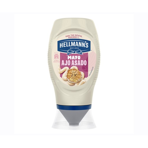 HELLMANN"S Mayonesa sabor ajo, bocabajo 250 ml.Mayonesa sabor ajo, bocabajo 250 ml. Mayonesa sabor ajo, bocabajo 250 ml.