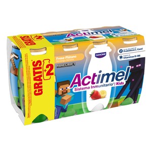 Imagen de ACTIMEL Kids de Danone Leche fermentada con Lcasei con sabor a fresa y plátano 6 x 100 g.