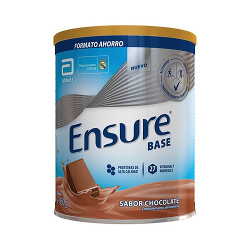 ENSURE Base Complemento alimenticio (27 vitaminas y minerales) con sabor a chocolate 400 g.
