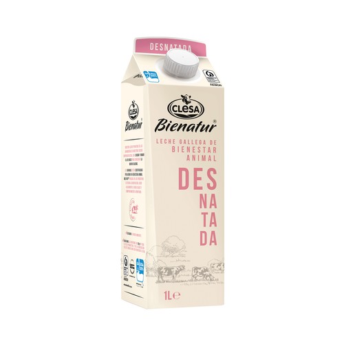 CLESA Leche desnatada de vaca de origen gallego de bienestar animal Bienatur 1 .