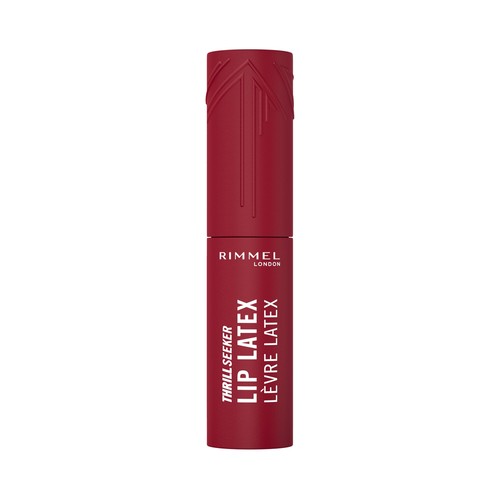 RIMMEL Thrill seeker lip latex tono 450 Majesty Barra de labios líquida acabado brillo latex 3D.