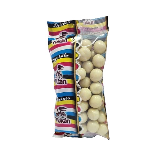 TUKÁN Bolitas de maíz recibiertas de chocolate blanco 200 g.