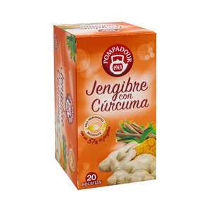 Imagen de POMPADOUR Infusion de jengibre con curcuma 20 uds. 36 g.