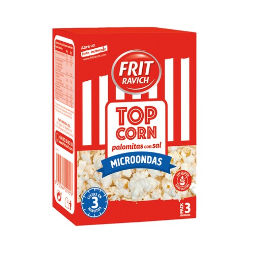 FRIT RAVICH Palomitas con sal para el microondas 3 uds x 90 g.