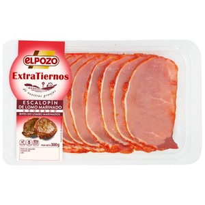 Imagen de Bandeja con escalopines de lomo de cerdo marinados y adobados EL POZO Extratiernos 300 g.