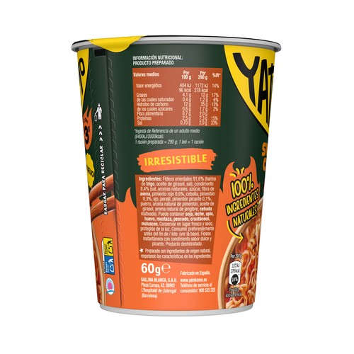 YATEKOMO Fideos Orientales instantáneos sabor sweet chilly - 60g.