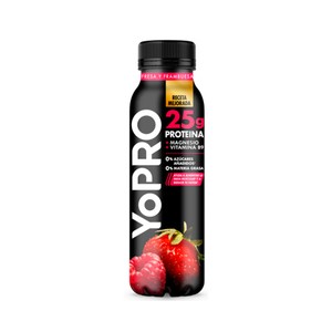 YOPRO Leche fermentada con proteínas y sabor a frambuesa, sin azúcares añadidos, ni grasa de Danone 291 ml.