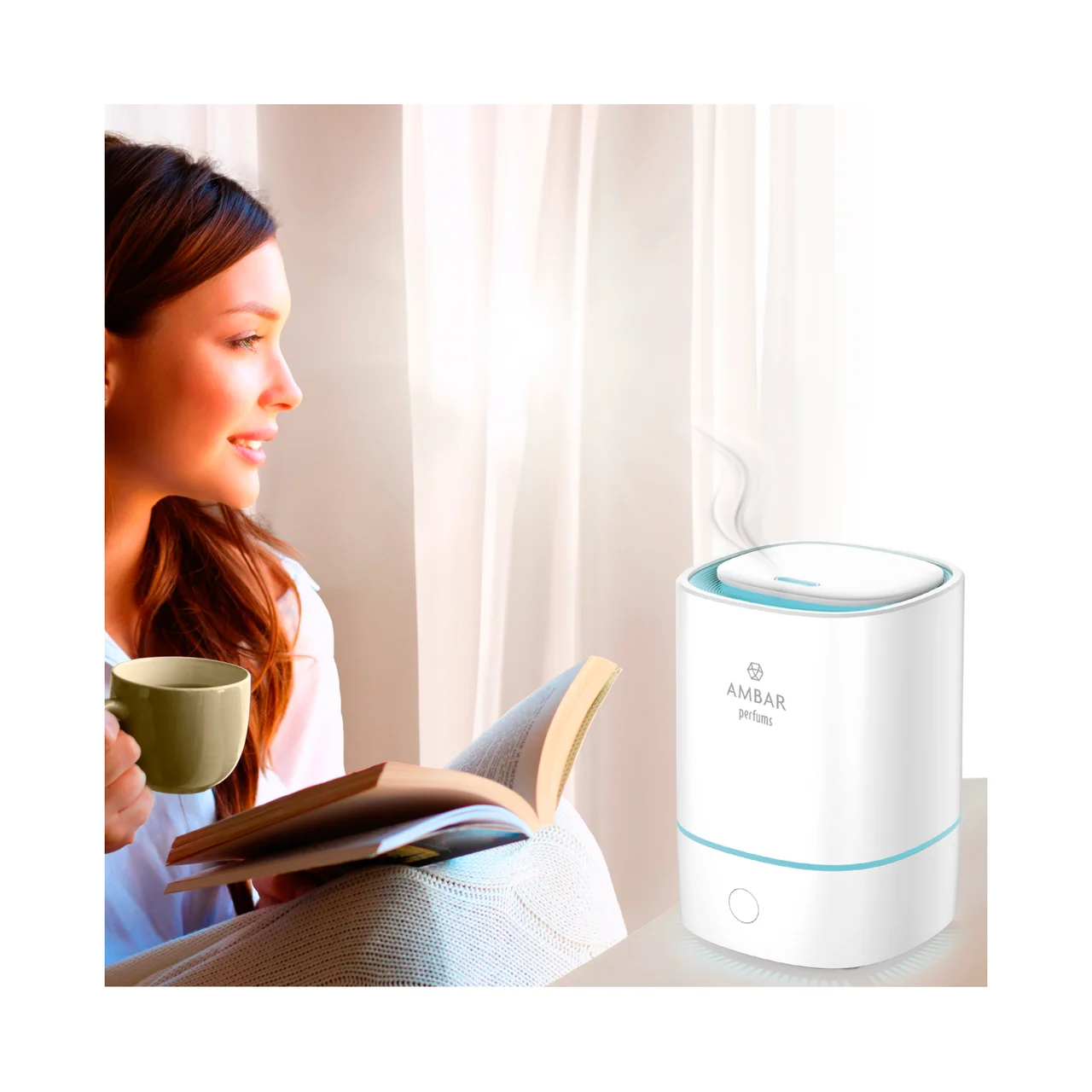 Humidificador de esencia, con luz de ambiente.