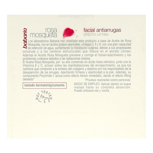BABARIA Crema Facial Antiarrugas Rosa Mosqueta BABARIA 50 ml.