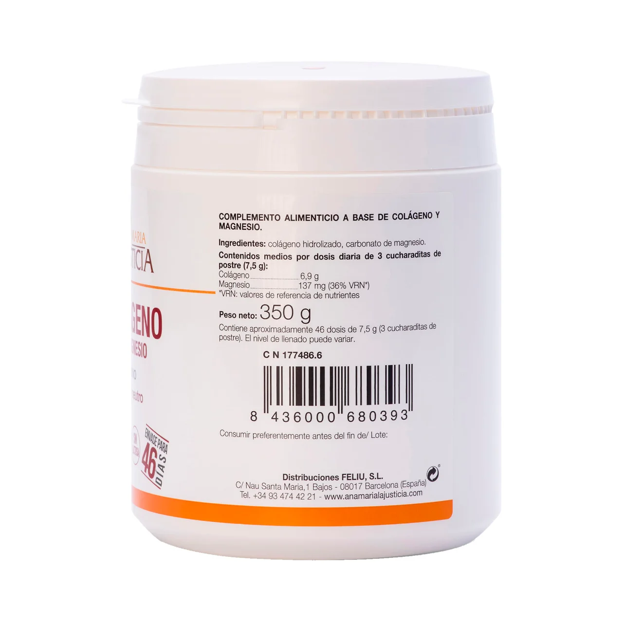 Colágeno con magensio en polvo, de fácil disolución y sabor neutro 350 g.