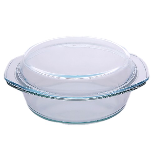 Cazuela de vidrio con tapa redonda, 25x22 cm, 2L, ALCAMPO.