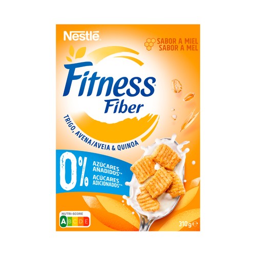 FITNESS Fibra de Nestlé Cereales (trigo, avena y quinoa), sin azúcares añadidos y con sabor a miel 310 g.