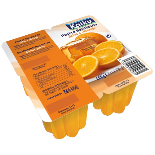 KAIKU Postre gelificado con sabor a naranja KAIKU 4 x 100 g.