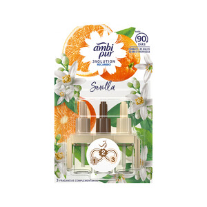 Imagen de AMBIPUR Sevilla Recambios de ambientador para baño, con aroma a naranja, 3 uds.