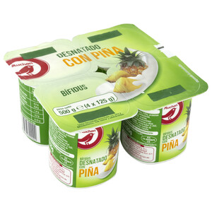 Imagen de AUCHAN Bífidus desnatado con trocitos de piña 4 x 125 g. Producto Alcampo