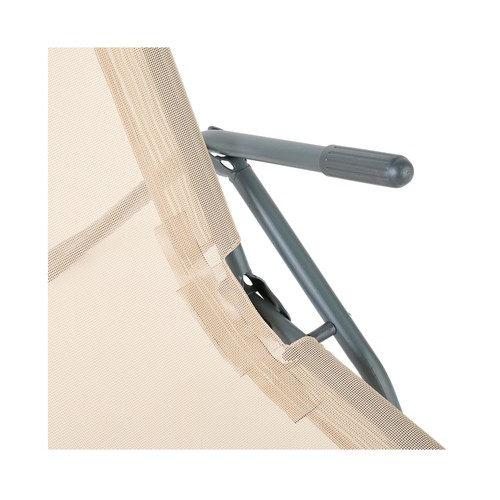 Tumbona de acero y textileno basculante, beige, de 140x60 cm, GARDENSTAR.