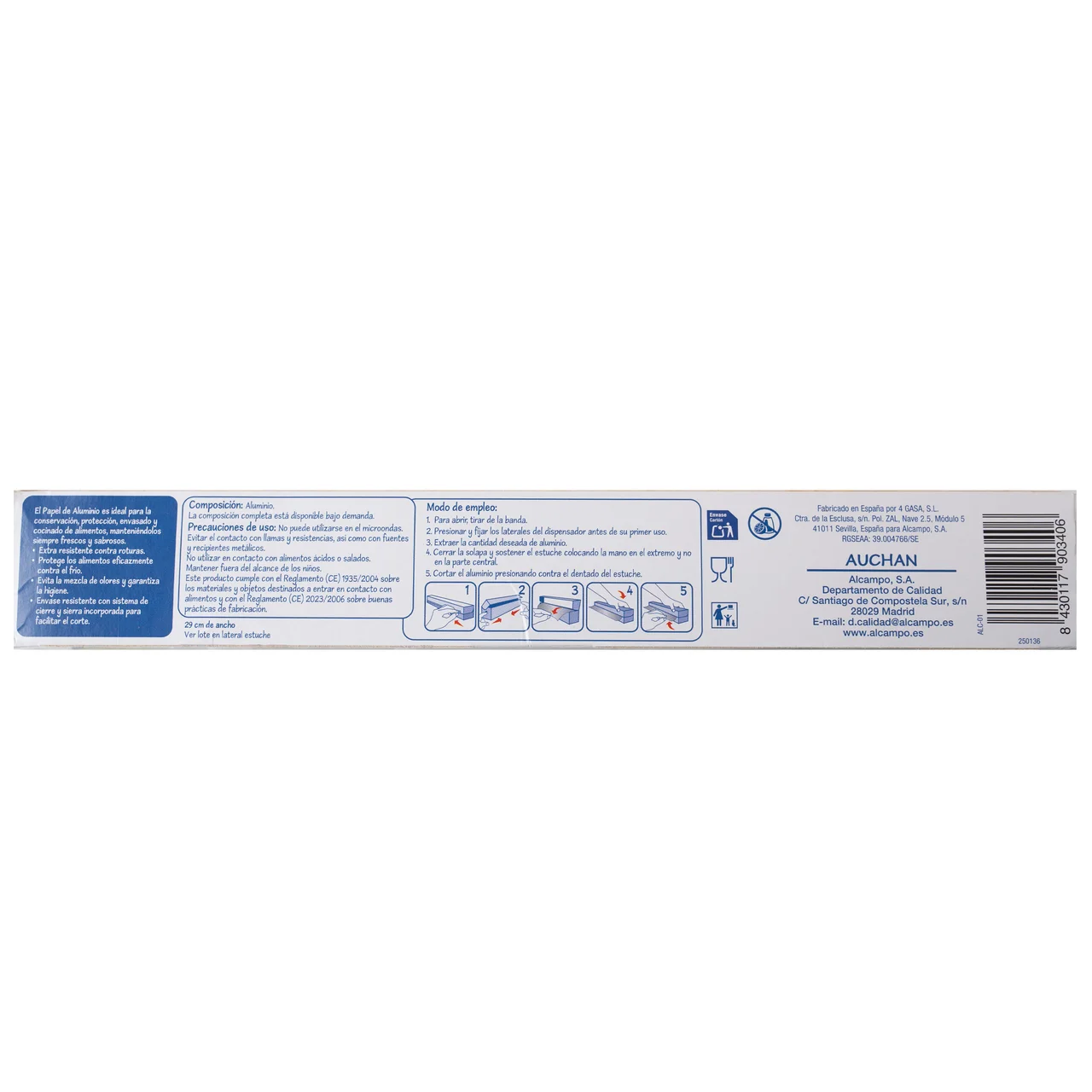 PRODUCTO ECONÓMICO ALCAMPO Papel de aluminio 30 mts.