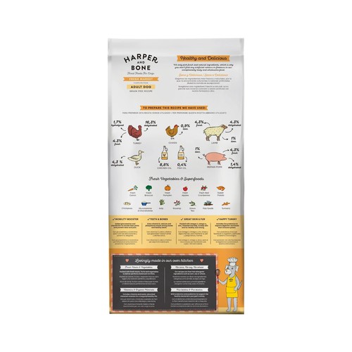 HARPER&BONE Pienso para perros medianos y grandes recetas mercado 3 kg.