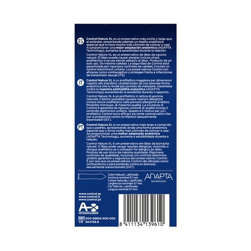 CONTROL Preservativos lubricados de tamaño XL con una perfecta adaptabilidad CONTROL Nature Xtra large 12 uds.