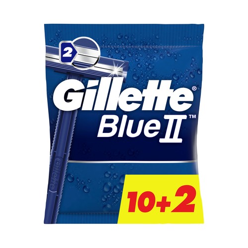 GILLETTE Maquinilla de afeitar desechable, con cabezal de doble hoja GILLETTE Bue II 12 uds