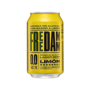 FREE DAMM Cerveza (0,0% alcohol) con sabor a limón FREE DAMM lata de 33 cl.