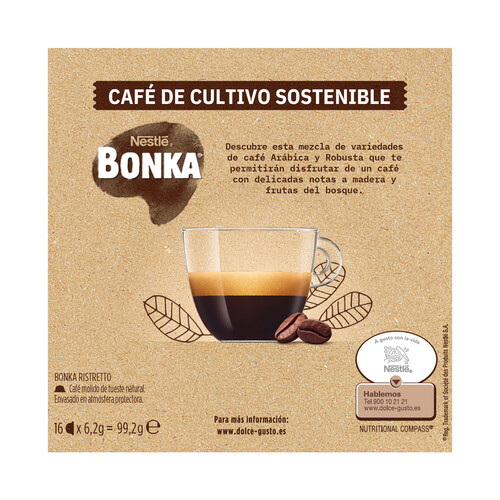 NESCAFÉ DOLCE GUSTO Café espresso Arábica y robusta en cápsulas NESCAFÉ Dolce Gusto 16 uds..