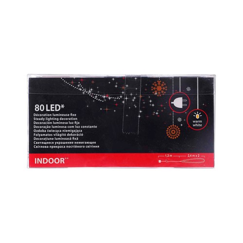 Guirnalda con 80 luces LED en blanco cálido, 4,4 metros, DECORACIÓN NAVIDAD.