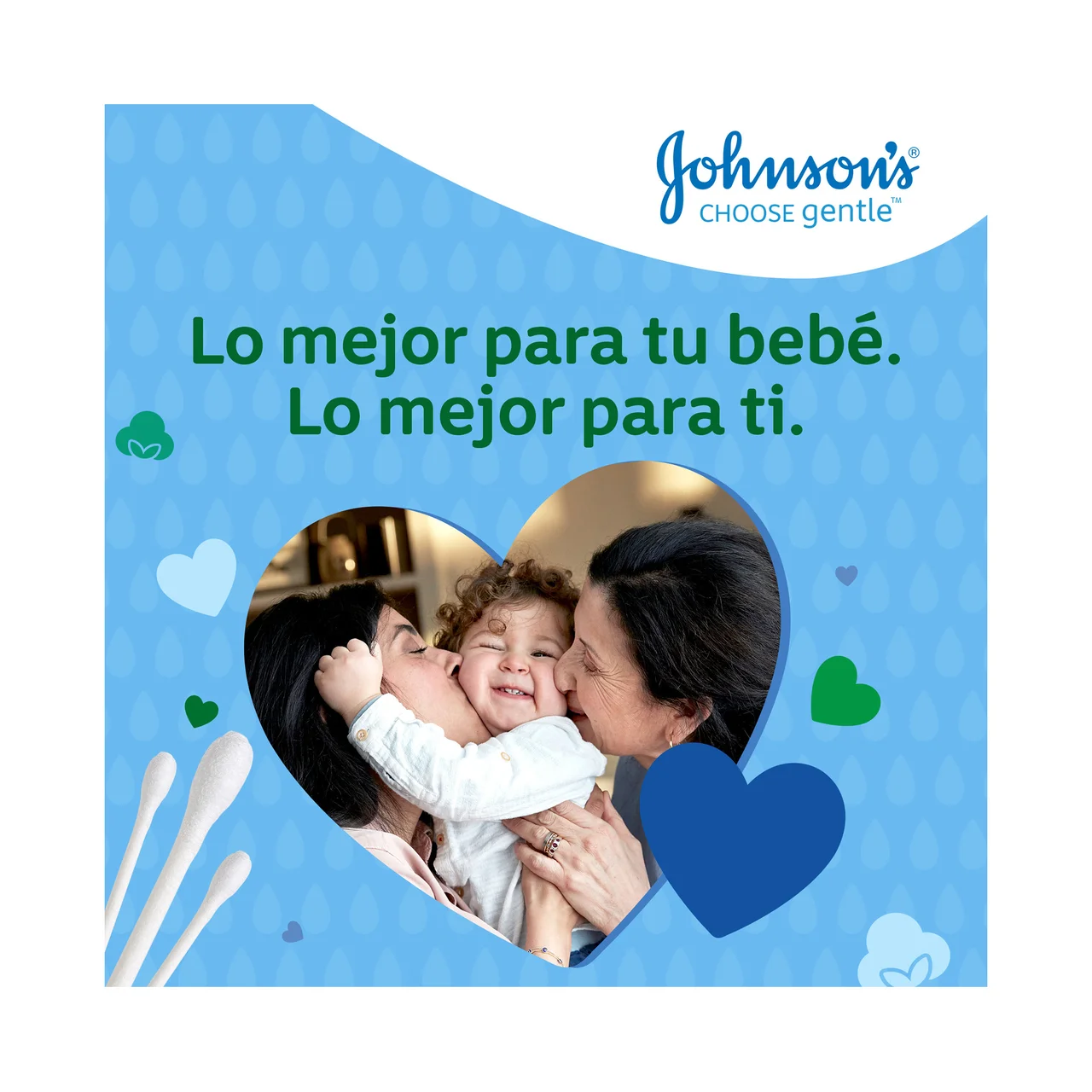 JOHNSON´S Baby Bastoncillos para bebé, niños y adultos de papel con extremos de algodón 100% puro 100 uds.