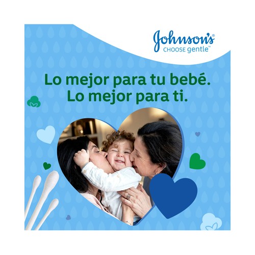 JOHNSON´S Baby Bastoncillos para bebé, niños y adultos de papel con extremos de algodón 100% puro 100 uds.